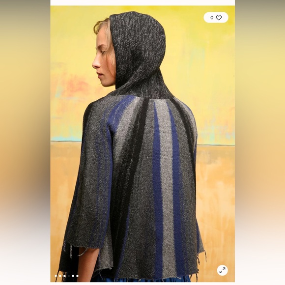 Free People Wool Hooded Poncho Cardigan Sweater - Picture 12 of 13